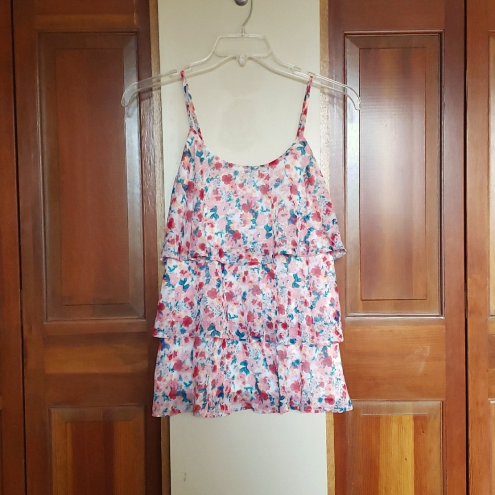 [NWT] Candie's Pink Floral Tiered Tunic Tank